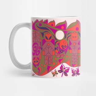 alien in soccer pattern brick Mug